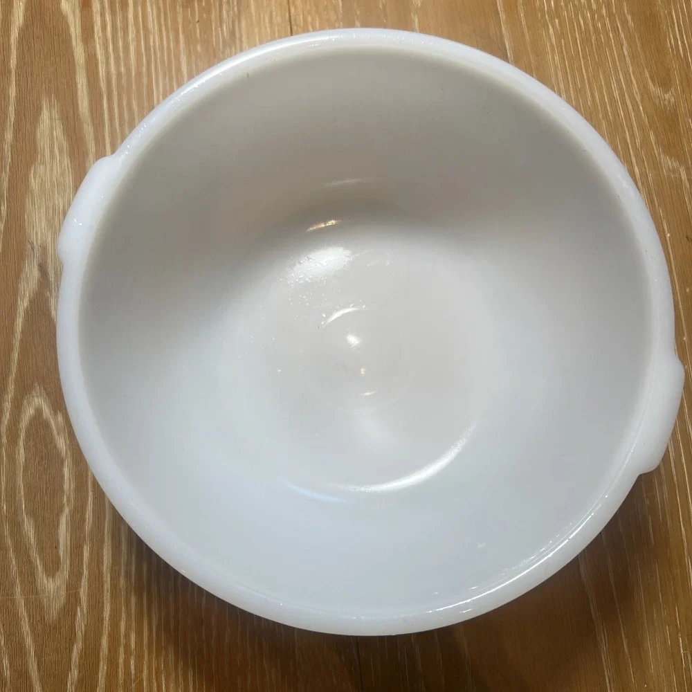 Vintage GLASBAKE Large White Milk Glass Mixing Bowl Made for SUNBEAM 19CJ